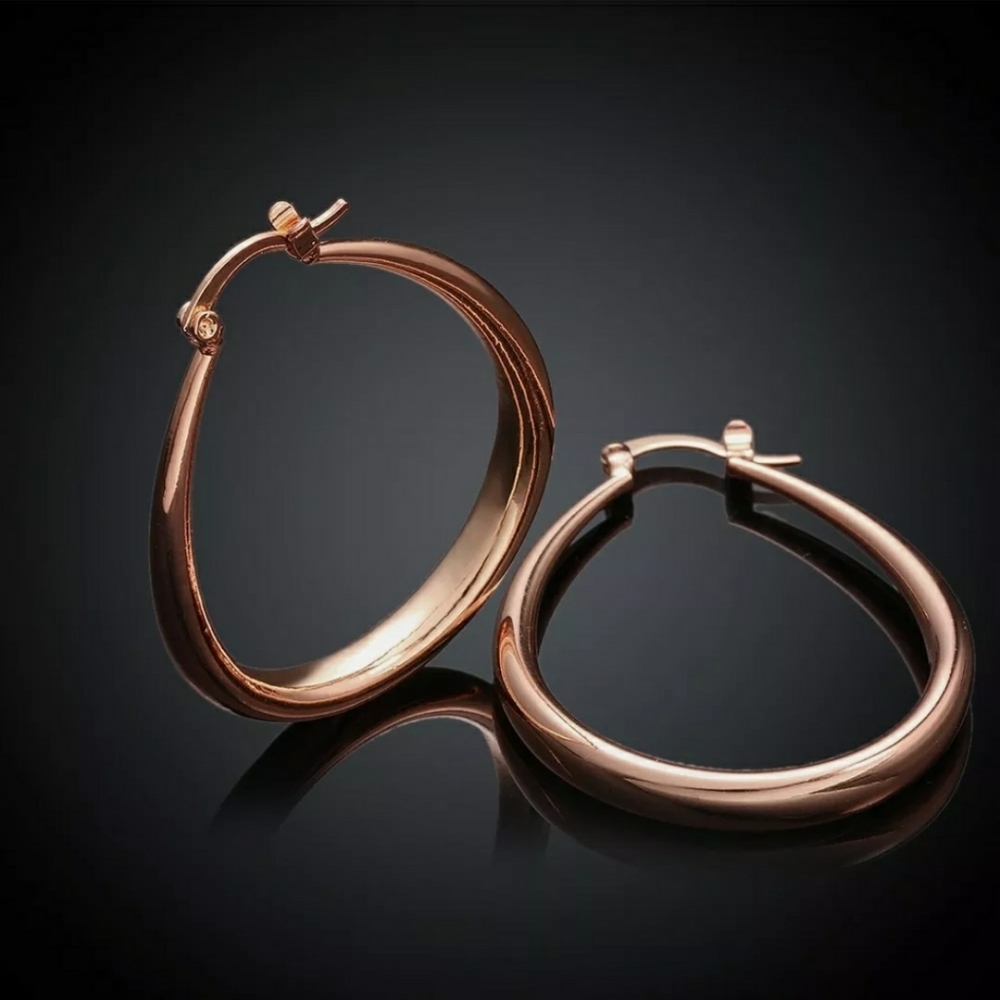 FINAL SALE Beautiful Rose Gold Oval Hoops